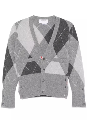 Thom Browne argyle-pattern cashmere cardigan - Grey