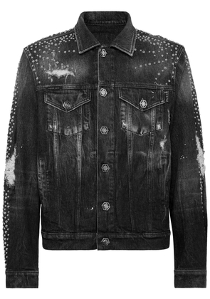 Philipp Plein stud-embellished denim jacket - Grey