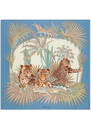 Ferragamo Leopard print silk scarf - Blue