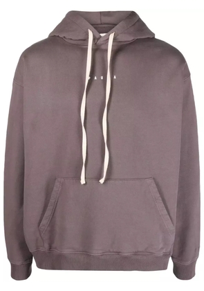 Paura logo-embroidered cotton hoodie - Purple