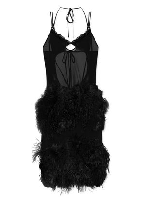 The Attico feather-trim midi dress - Black
