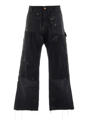 SAINT MXXXXXX distressed wide-leg jeans - Black