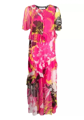 Prabal Gurung botanical-print silk dress - Pink