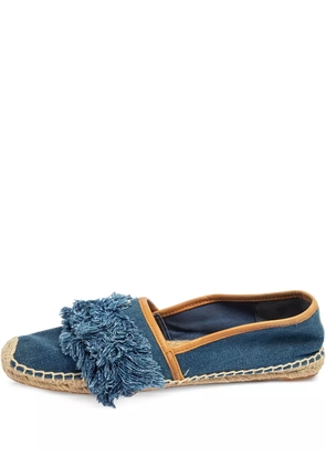 Tory Burch fringed denim flats - Blue