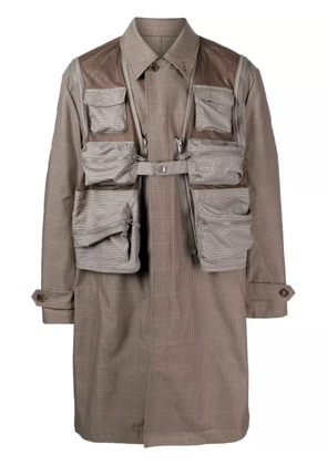 Undercover check-pattern patch-pocket coat - Green