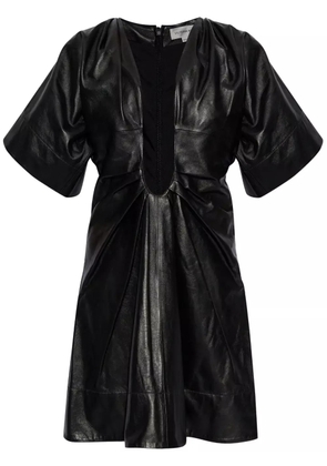 Victoria Beckham pleated leather minidress - Black