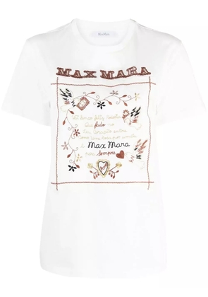 Max Mara embroidered-slogan T-shirt - White