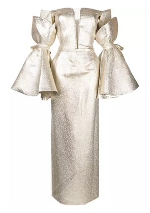 Saiid Kobeisy brocade-effect off-shoulder dress - Gold