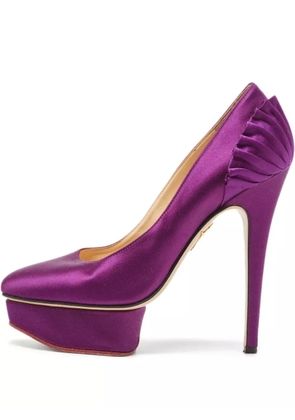 Charlotte Olympia pre-owned 140mm Paloma satin pumps - Purple