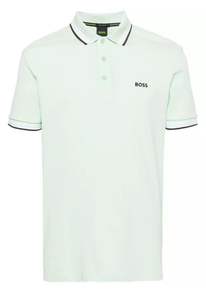 BOSS logo-embroidered cotton polo shirt - Green