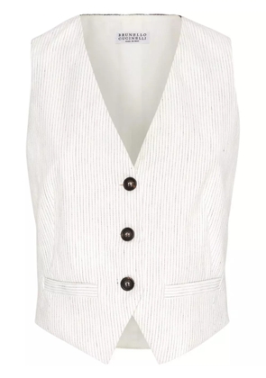 Brunello Cucinelli pinstripe-pattern waistcoat - White