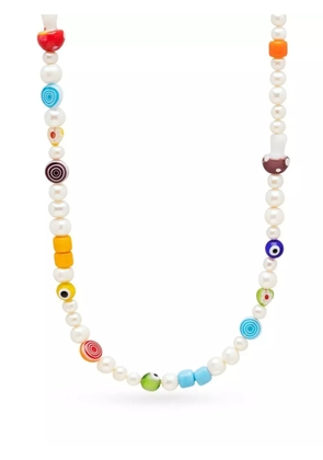 Nialaya Jewelry pearl-embellished glass choker - White