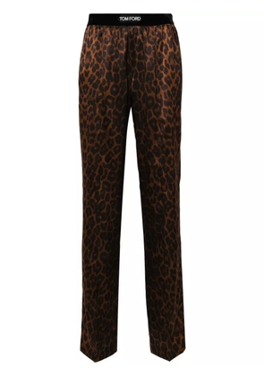 TOM FORD leopard-print silk pyjama bottoms - Brown