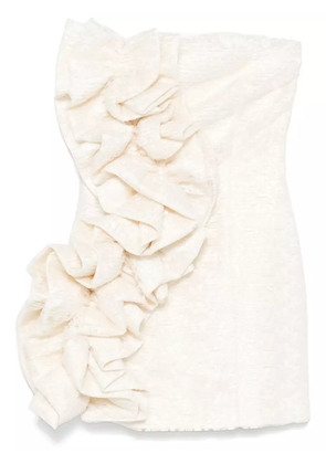 ROTATE BIRGER CHRISTENSEN lace ruffle mini dress - Neutrals
