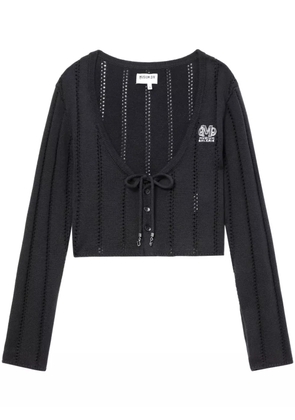 Musium Div. logo-embroidered cropped cardigan - Black