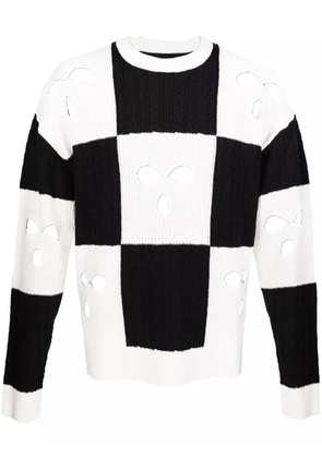 Mostly Heard Rarely Seen checked cut-out wool jumper - Black