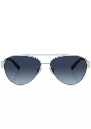 Tiffany & Co Eyewear crystal-embellished round-frame sunglasses - Silver