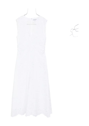 Veronica Beard midi Aven eyelet-embroidered sleeveless dress - White