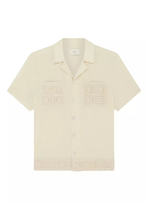 CHÉ Indigo crochet-panel short-sleeve shirt - Neutrals