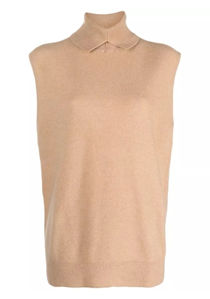 Vanisè roll-neck sleeveless cashmere top - Neutrals