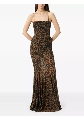 Blumarine leopard-print ruched gown - Brown