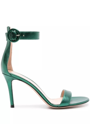Gianvito Rossi Portofino 85mm metallic-leather sandals - Green