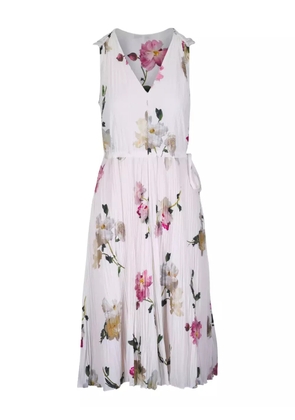 Vince floral-print pleated dress - White