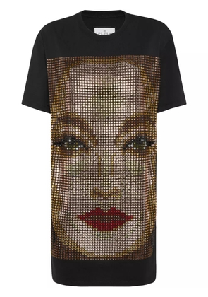 Philipp Plein rhinestone-embellished jersey dress - Black