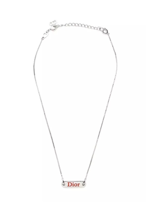 Christian Dior Pre-Owned 2000s logo-plaque necklace - Silver