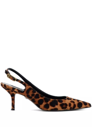 Roberto Cavalli leopard-print slingback pumps - Brown
