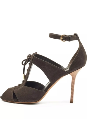 Louis Vuitton Pre-Owned 105mm peep-toe lace-up sandals - Brown