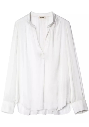 Zadig&Voltaire gathered-detail satin-weave blouse - White