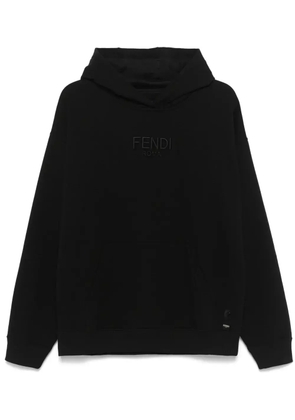 FENDI logo-embroidered hoodie - Black