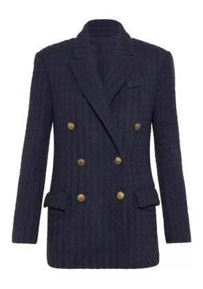Brunello Cucinelli double-breasted textured blazer - Blue