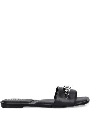 DKNY leather slides - Black