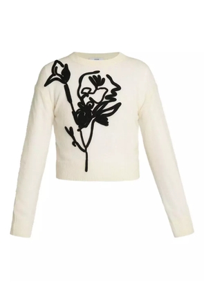 ERDEM floral-motif crew-neck sweater - White