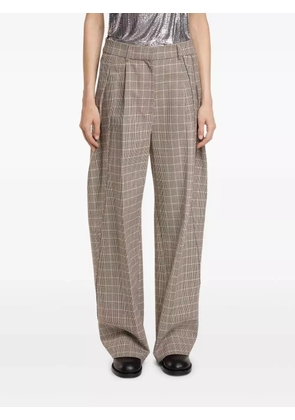 Rabanne checked pleated wide-leg trousers - Neutrals