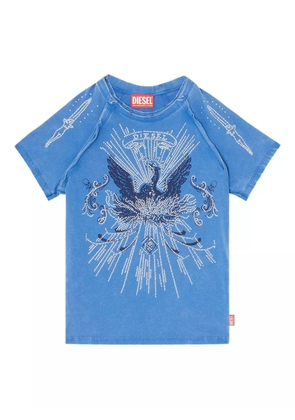 Diesel rhinestone-embellished raglan-sleeve T-shirt - Blue