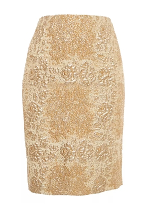 Valentino Garavani Pre-Owned lace-overlay silk skirt - Yellow