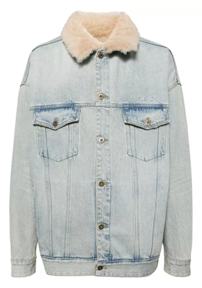 We11done shearling-collar denim jacket - Blue