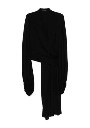 Yohji Yamamoto balloon-sleeves wrap blazer - Black