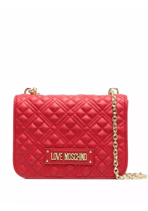 Love Moschino quilted logo-plaque shoulder bag - Red
