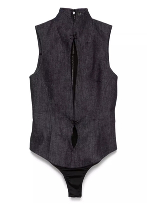 Mugler cut-out denim bodysuit - Blue
