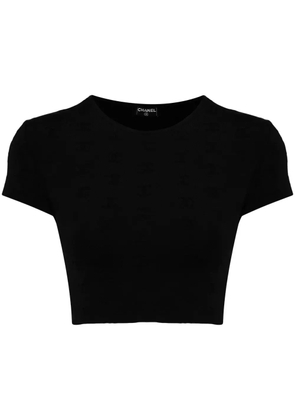 CHANEL Pre-Owned 1990-2000 CC-embroidered crop T-shirt - Black
