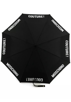 Moschino logo lettering-print foldable umbrella - Black