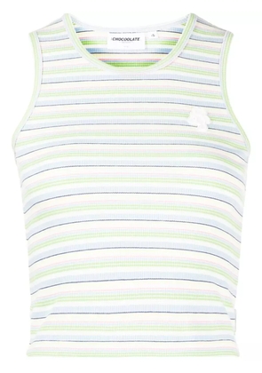 CHOCOOLATE logo-patch striped tank top - Green