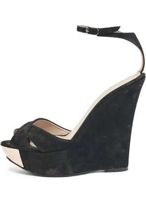 Le Silla Pre-Owned 140mm suede wedge sandals - Black