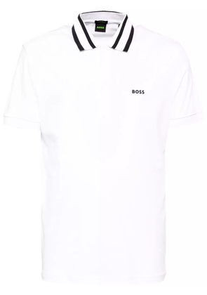 BOSS logo patch short-sleeves polo shirt - White