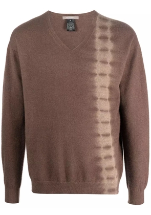 Suzusan tie-dye V-neck cashmere jumper - Brown