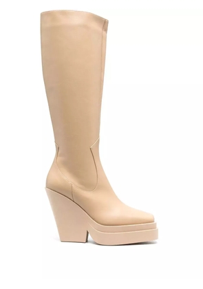 GIABORGHINI 120mm knee-high leather boots - Neutrals